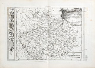 Čechy, Morava, Slezsko a Lužice – Maurille Antoine Moithey, staře kolorovaný původní mědiryt, 1787