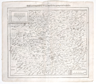 Čechy – Sebastian Münster, Cosmographia, původní dřevořez, 1588