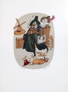 Born Adolf – Rembrandt Harmenszoon van Rijn, signovaná barevná serigrafie, autorský tisk, 1986