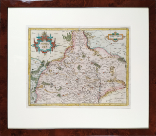 Morava – Moravia, Gerard Mercator, Henric Hondius, staře kolorovaný původní mědiryt, 1627