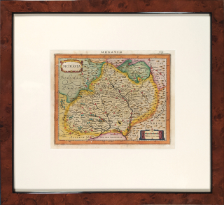 Morava – Moravia, Gerard Mercator, Atlas Minor, Johannes Janssonius, staře kolorovaný původní mědiryt, 1628