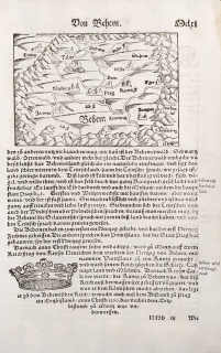 Čechy – Sebastian Münster, Cosmographia, německé vydání, původní dřevořez, 1545