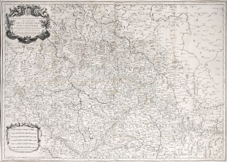  Čechy, Morava, Slezsko a Lužice – N. Sanson, staře kolorovaný původní mědiryt, 1695