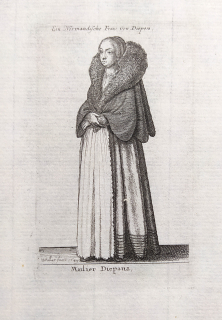 Hollar Václav – Mulier Diepana, Nordmanská žena z Dieppe, Parthey 1874, původní mědiryt, 1649