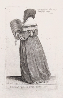 Hollar Václav – Nobilis Mulier Brabantica, Brabantská dáma, Parthey 1830, původní mědiryt, 1649