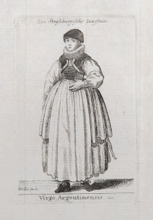 Hollar Václav – Virgo Argentiensis, svobodná žena ze Štrasburku, Parthey 1855 dotisk, mědiryt, (1644) 1816