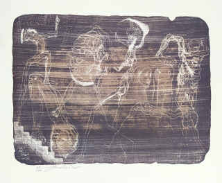 Anderle Jiří – Včera? Dnes? Zítra?, původní barevná litografie, číslováno 67/100, 1992