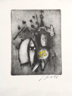 Jíra Josef – Maloskalská Boží muka, barevná suchá jehla, 1996