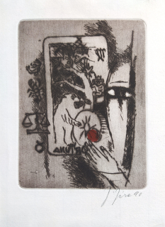 Jíra Josef – Oči, barevná suchá jehla, 1990