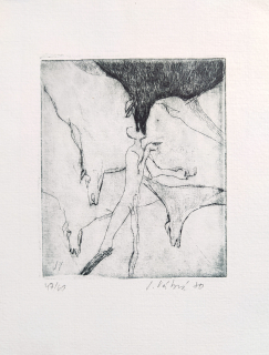 Válová Jitka – Figury v pohybu, původní suchá jehla, číslováno 47/60, 1980