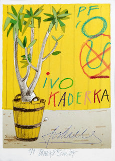Bím Tomáš – PF 2008 Ivo Kaderka, původní barevná litografie, číslováno 1/1, 2007