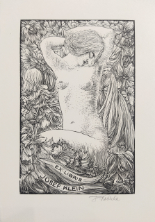 Kobliha František – Ex libris Josef Klein, původní dřevoryt, nedatováno