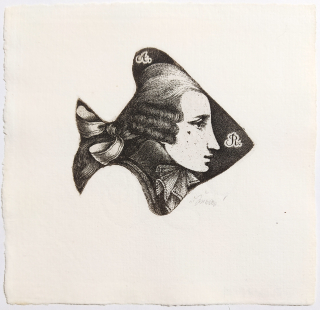 Jiřincová Ludmila – Ex libris A. R., původní lept, ca 1960