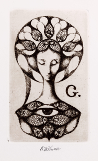 Jiřincová Ludmila – Dívka G., původní zrnkový lept, 1987