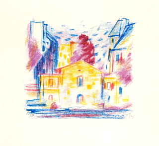 Holý Miloslav – Město, barevná litografie, číslováno 15/30, 1963