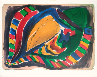 Hodonský František – Velikonoce, velkoformátová barevná litografie, autorský tisk, 1995