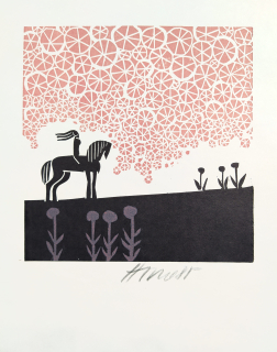 Houra Miroslav – Léto, původní barevný linoryt, 1985
