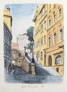 Bouda Jiří – Praha, PF 1982 Ludmila Bočková, původní barevná litografie, 1981