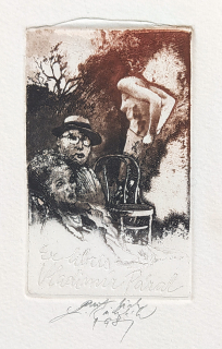 Kuklík Ladislav – Ex libris Vladimír Páral, barevný lept, 1981