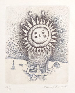 Khunová Anna – Ve sněhu, signovaný lept s podtiskem, č. 34/88, ca 1980