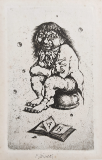 Jiřincová Ludmila – Ex libris A.B., Vodník, signovaný původní lept, ca 1970