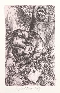 Kulhánek Oldřich – Ruka, původní barevný lept, 1984