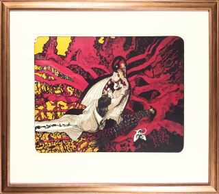 Liesler Josef – Milenci, rozměrná barevná litografie, 1984