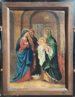 Hromnice – Svátek Uvedení Páně do chrámu, malba na plechu, 2. pol. 19. století