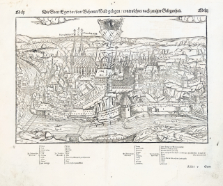 Cheb – Sebastian Münster, původní dřevořez, 1574