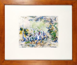 Nowak Willi – Ranní vyjížďka, původní akvarelová malba, ca 1940