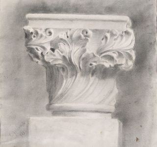 Losito Luigi – Studie hlavice antického sloupu, rozměrná původní kresba tužkou, 1924