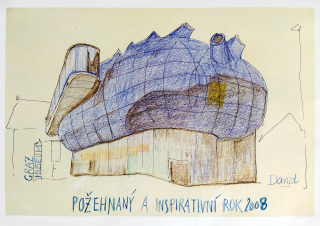 Vávra David – PF 2008, ručně kolorovaná litografie, 2007