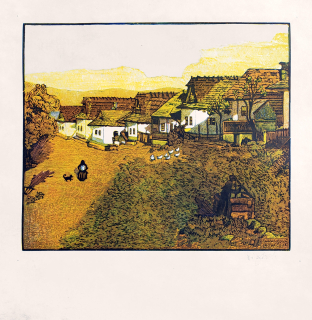 Macková Anna – Kováčová, barevný dřevoryt, 1931