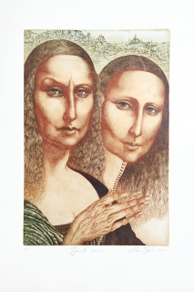 Čápová Hana – Tajemství úsměvu, barevný lept, autorský tisk, 2007