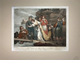 Odjezd skotské královny Marie do Francie – F. Bartolozzi, původní mezzotinta, 1799