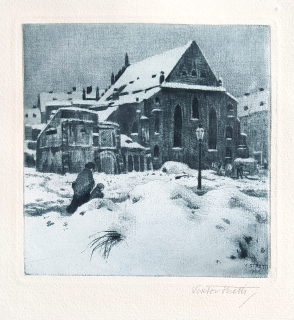 Stretti Viktor – Praha, Staronová synagoga, původní lept, 1906