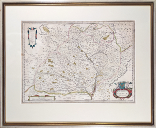 Morava – Komenského mapa Moravy, Henricus Hondius, staře kolorovaný původní mědiryt, 1. vydání, 1633
