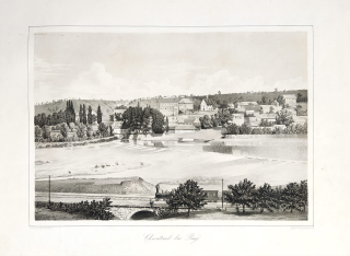 Chvatěruby – Chwaterub bei Prag, okres Mělník, původní tónovaná litografie, ca 1850