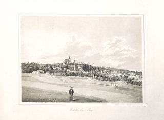 Odolena Voda (Vodolka) – Wodolka bei Prag, okres Praha–východ, původní tónovaná litografie, ca 1850