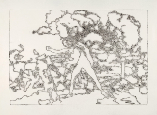 Kučerová Alena – Žena v krajině, autorský tisk z perforovaného plechu, 1974