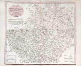 Budějovický kraj – František Jakub Jindřich Kreibich, staře kolorovaný původní mědiryt, 1830