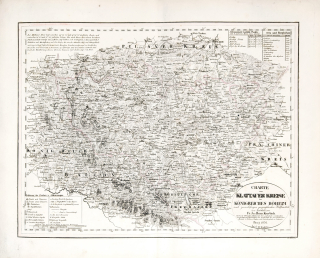 Klatovský kraj – František Jakub Jindřich Kreibich, staře kolorovaný původní mědiryt, 1832