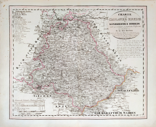 Čáslavský kraj – František Jakub Jindřich Kreibich, staře kolorovaný původní mědiryt, 1833