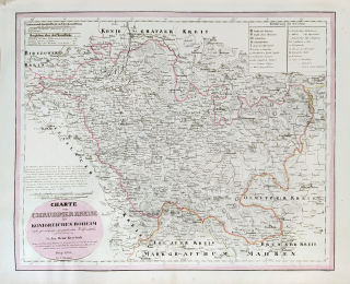Chrudimský kraj – František Jakub Jindřich Kreibich, staře kolorovaný původní mědiryt, 1833