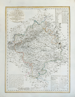 Žatecký kraj – František Jakub Jindřich Kreibich, staře kolorovaný původní mědiryt, 1821