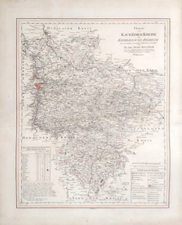 Kouřimský kraj – František Jakub Jindřich Kreibich, staře kolorovaný původní mědiryt, 1824