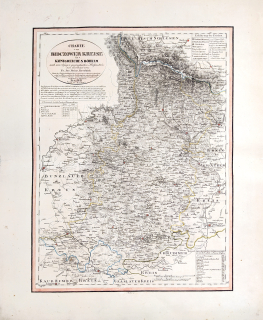 Bydžovský kraj – František Jakub Jindřich Kreibich, staře kolorovaný původní mědiryt, 1828
