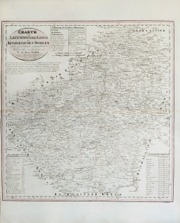 Litoměřický kraj – František Jakub Jindřich Kreibich, staře kolorovaný původní mědiryt, 1834