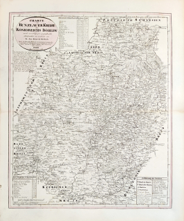 Boleslavský kraj – František Jakub Jindřich Kreibich, staře kolorovaný původní mědiryt, 1834