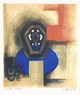 Róna Jaroslav – Zámek, původní barevná litografie, 1991